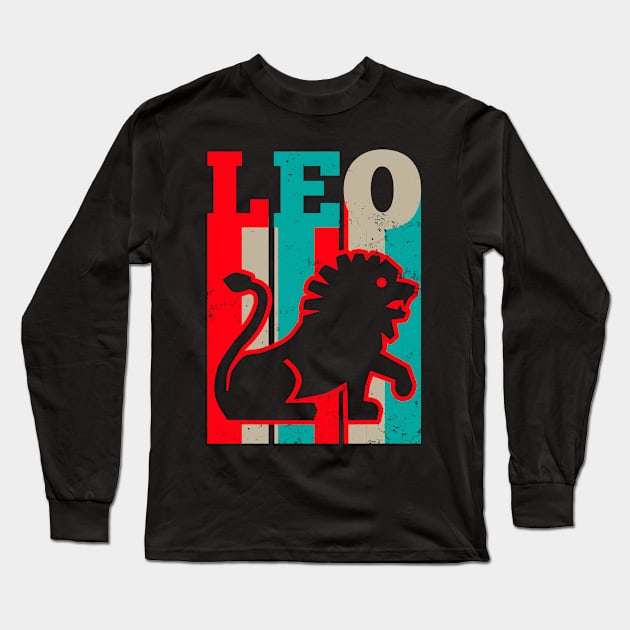 Leo Zodiac Shirt | Vintage Retro Sign Gift Long Sleeve T-Shirt by Gawkclothing